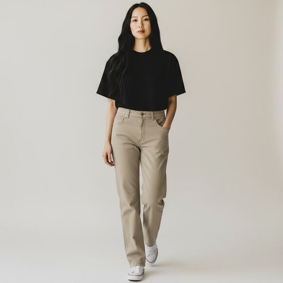 Brunello Cucinelli The Skater Straight Leg Jean in Tan - Picture 1 of 9